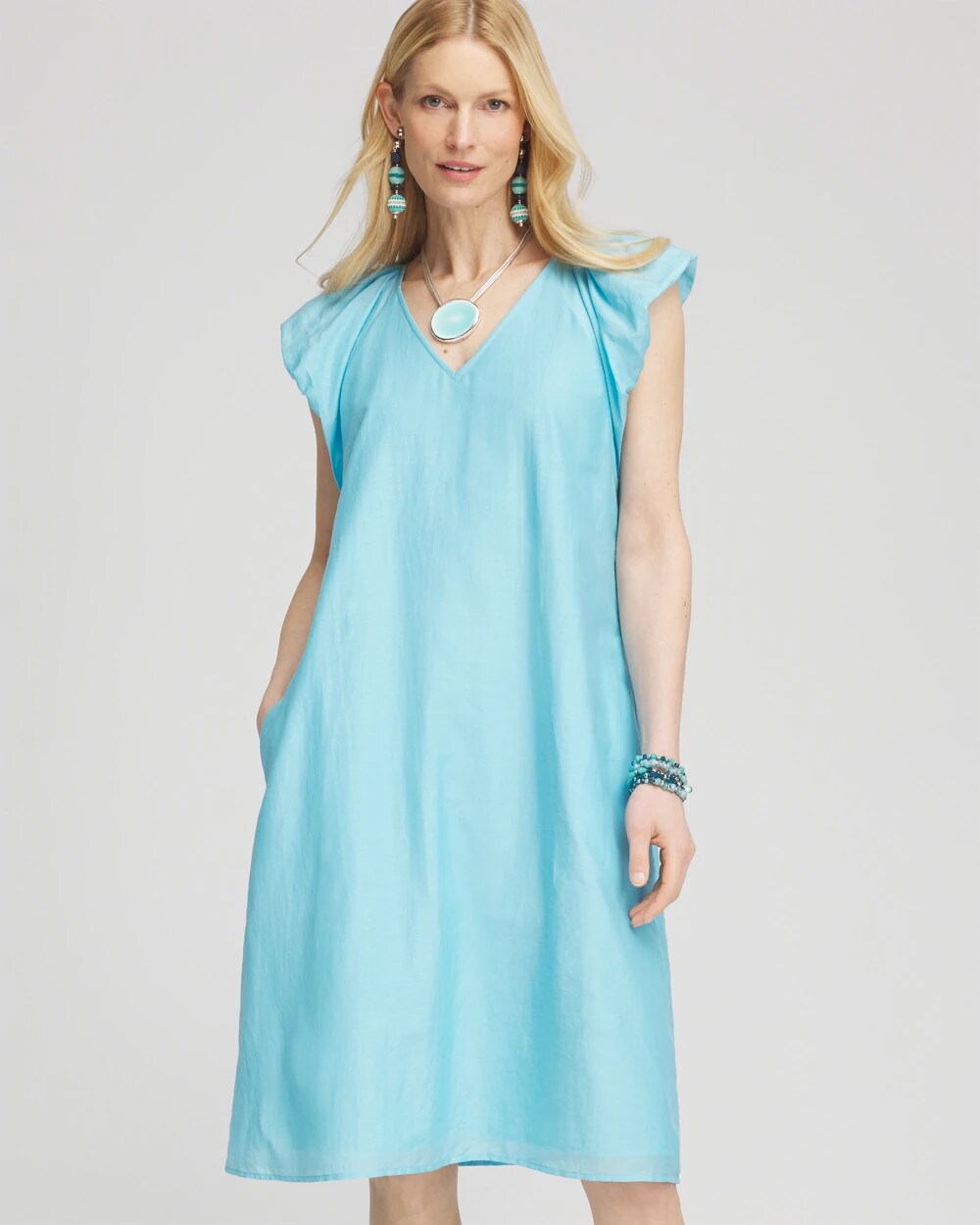 Cotton-Silk Voile Popover Dress