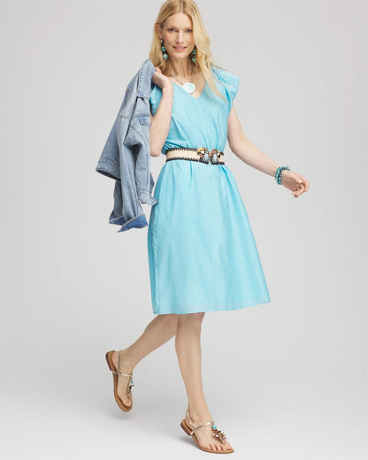 Cotton-Silk Voile Popover Dress