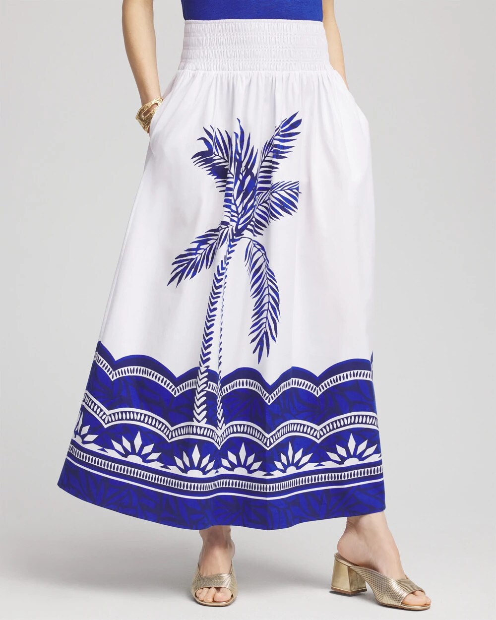 Tropical Smocked Waist Pull-On Skirt