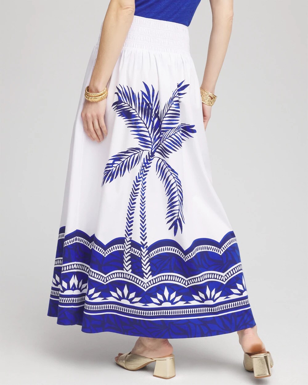 Tropical Smocked Waist Pull-On Skirt