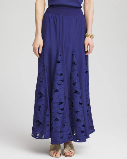 Godet Maxi Eyelet Skirt