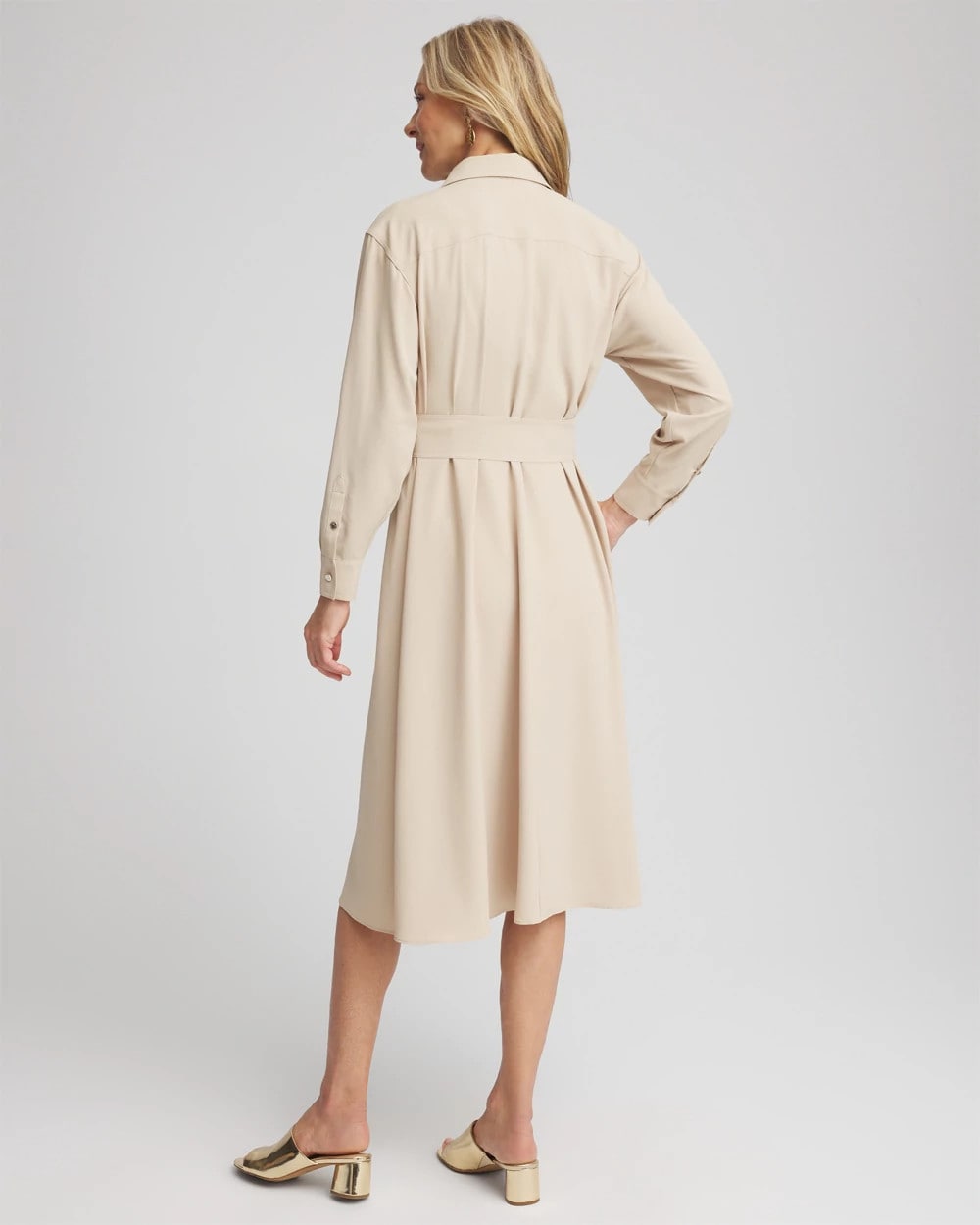 Twill Belted Midi Shirtdress
