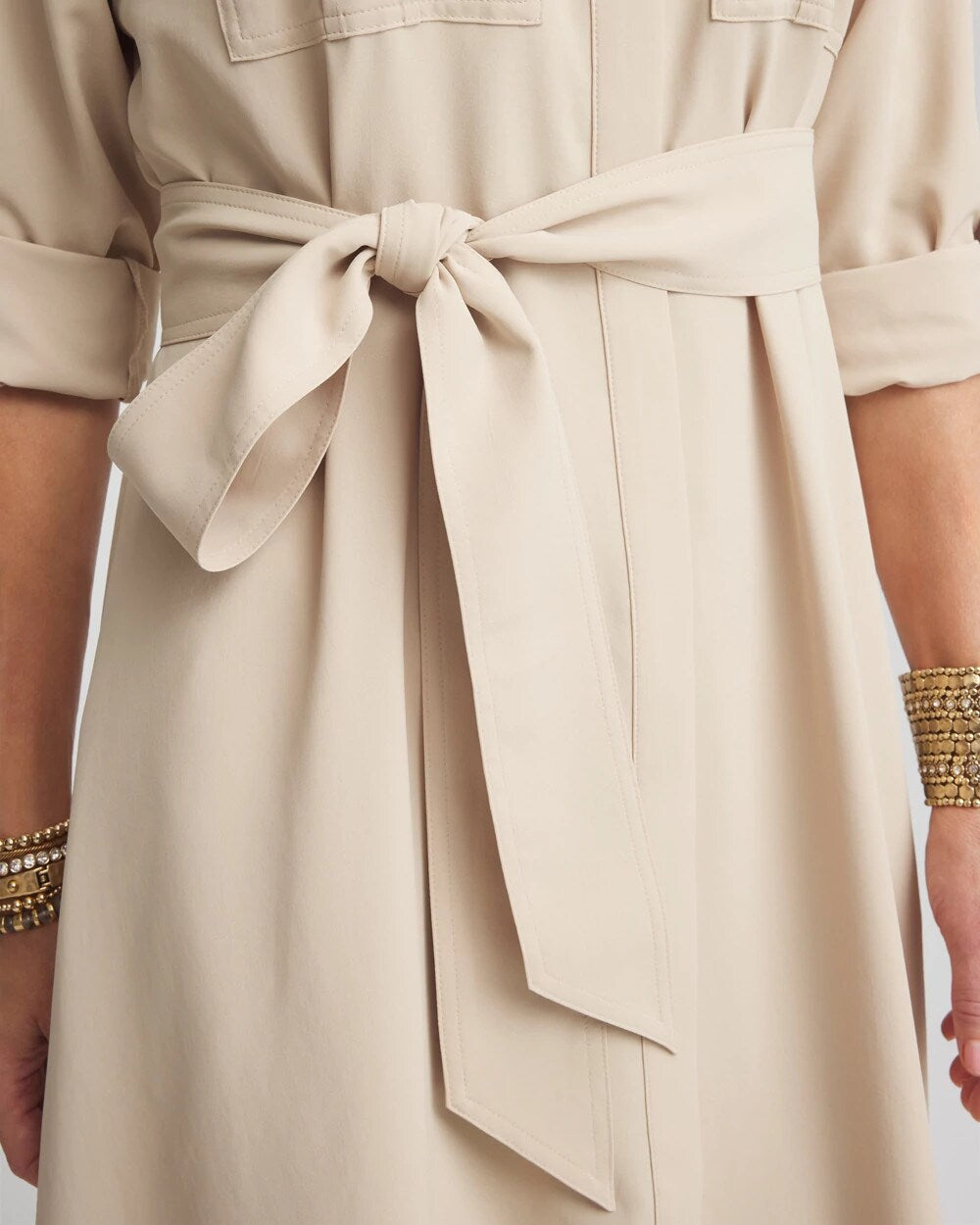 Twill Belted Midi Shirtdress