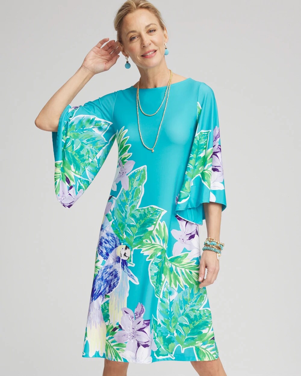 Angel-Sleeve Boat Neck Dress