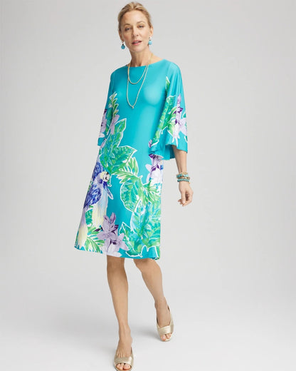 Angel-Sleeve Boat Neck Dress