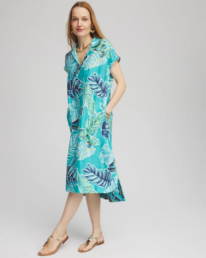 Tropical Linen Midi Dress