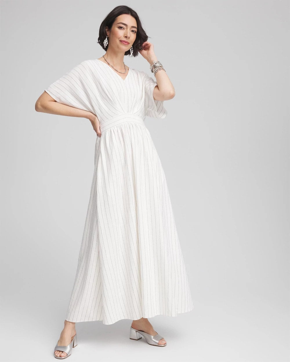 Metallic Striped Maxi Dress