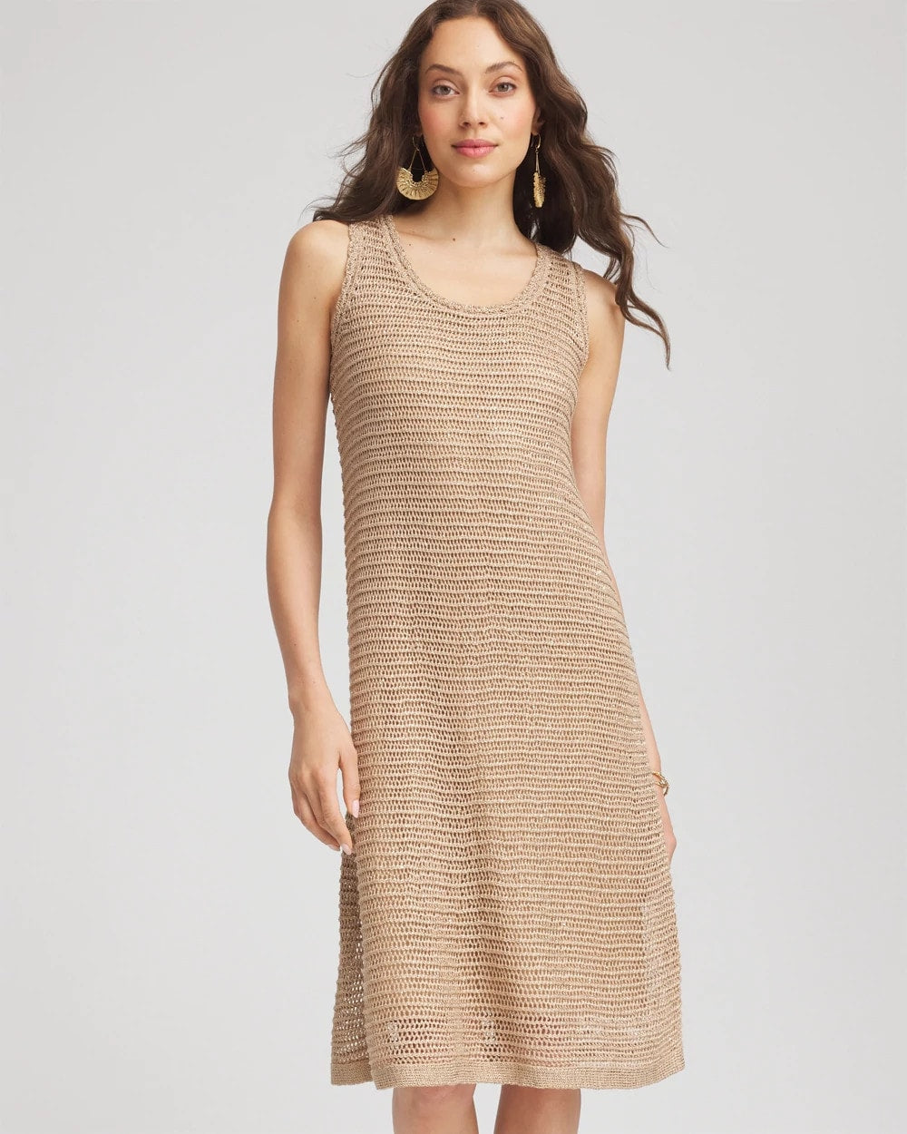 Crochet-Knit Sequins Tank Dress
