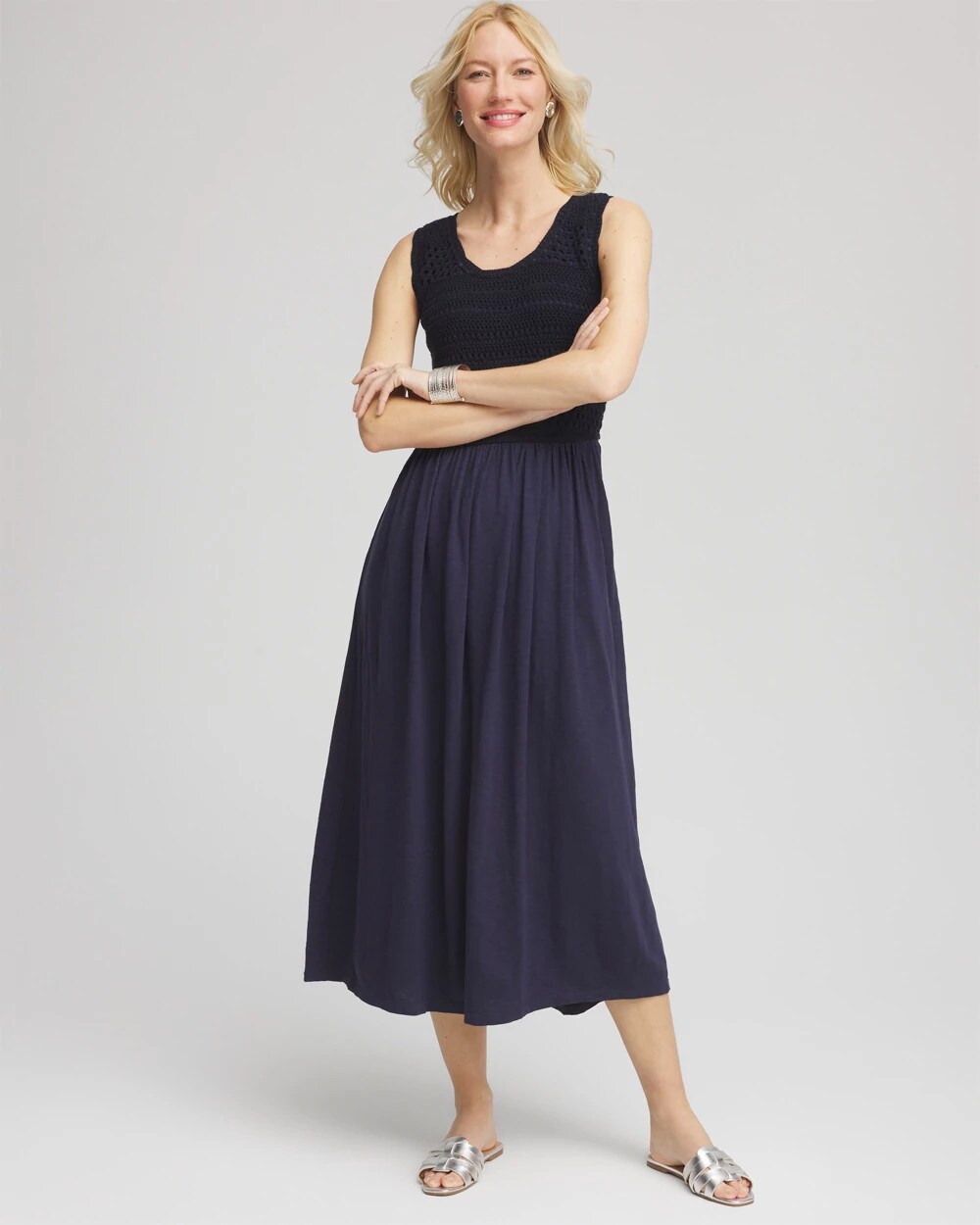 Crochet-Bodice Maxi Dress