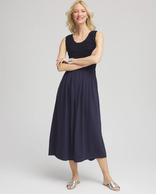 Crochet-Bodice Maxi Dress