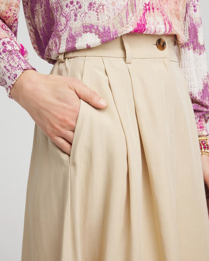 Pleated A-Line Midi Skirt