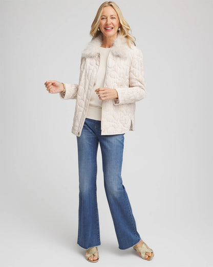 Quilted Faux Fur Collar Jacket
