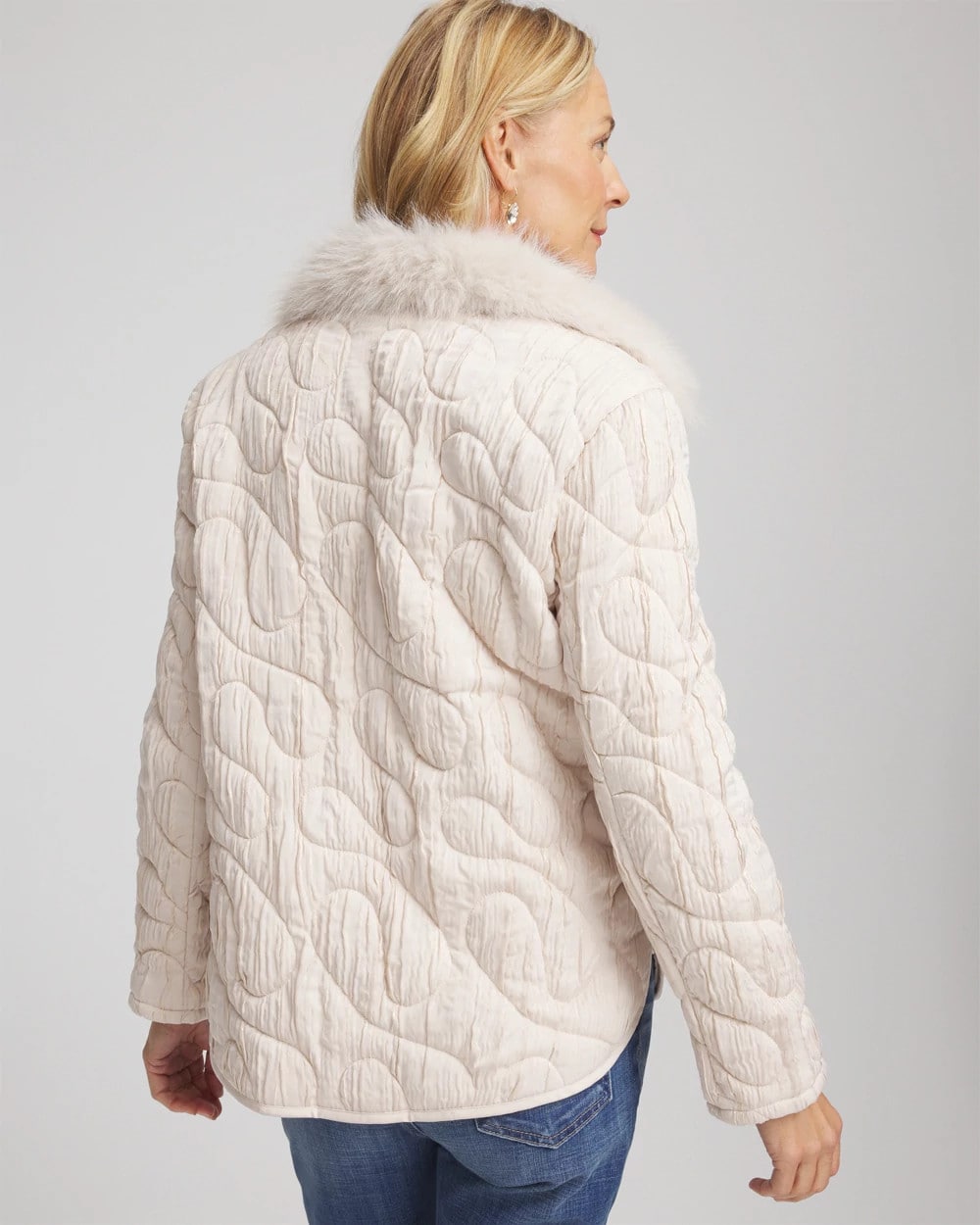 Quilted Faux Fur Collar Jacket