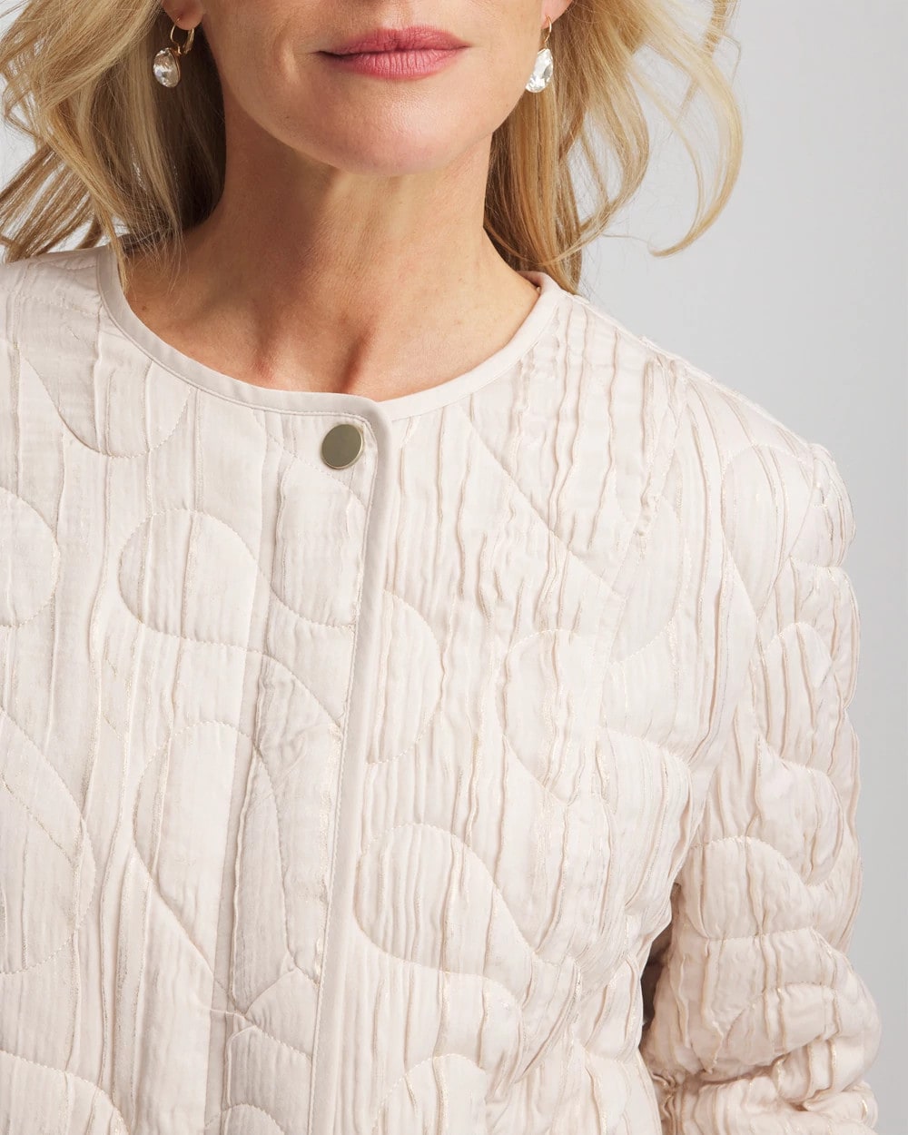 Quilted Faux Fur Collar Jacket