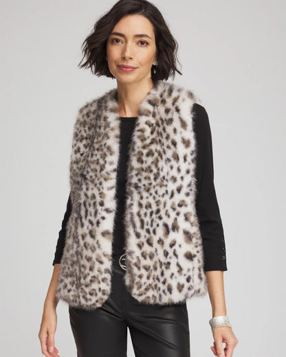 Snow Leopard Faux Fur Vest