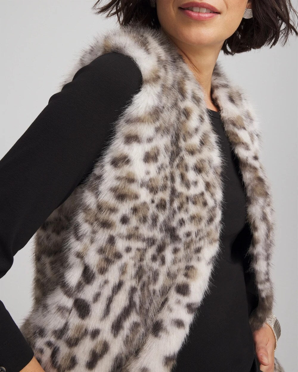 Snow Leopard Faux Fur Vest