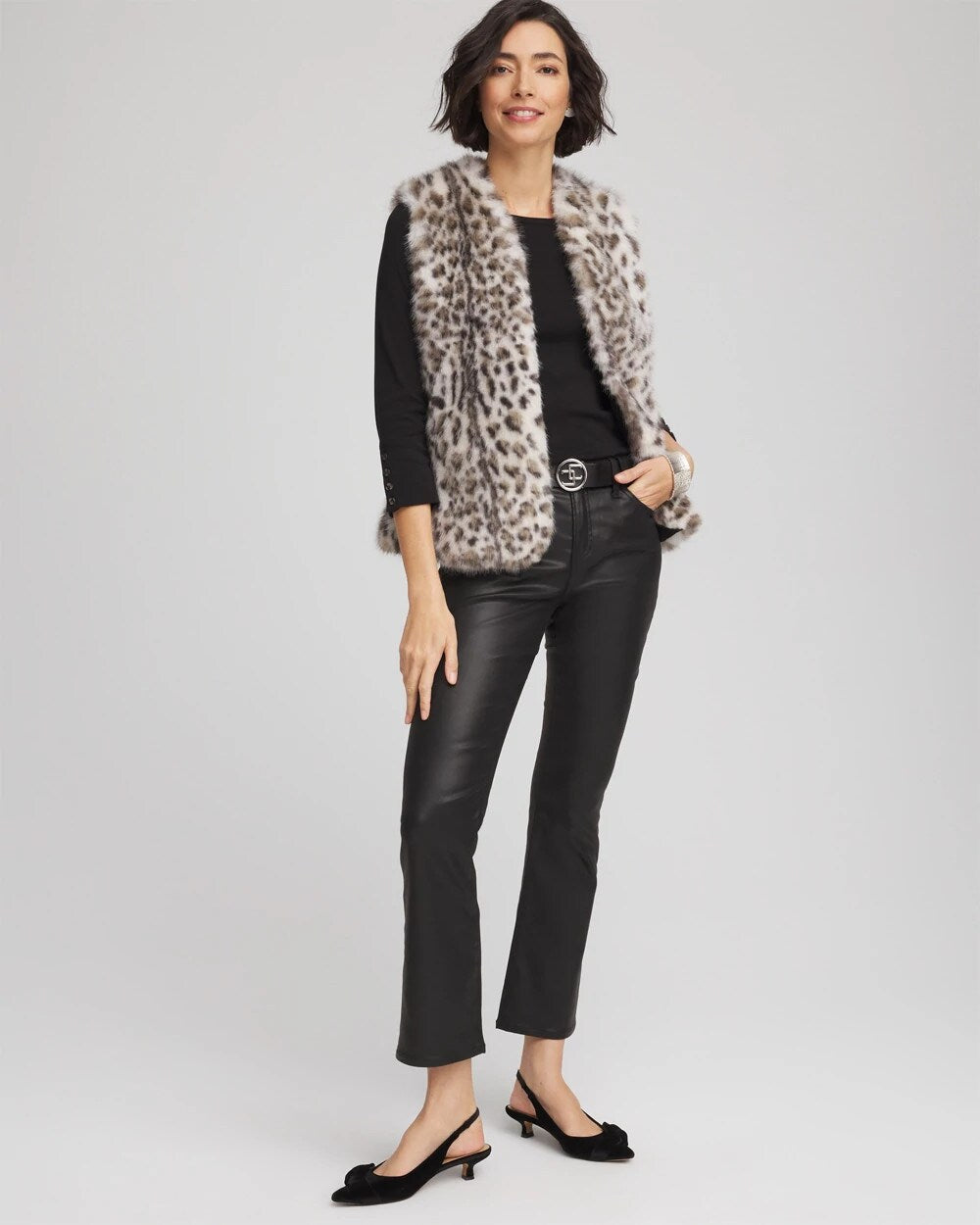 Snow Leopard Faux Fur Vest