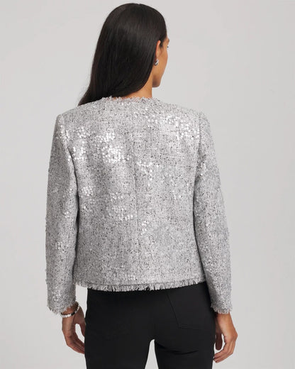 Silver Sequins Tweed Jacket