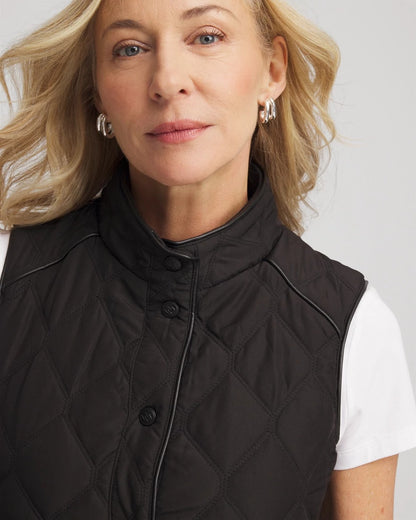 Rib Trim Quilted Vest