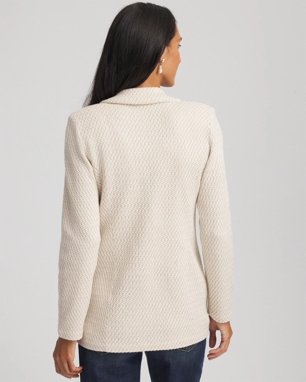 Metallic Rhinestone Sweater Blazer