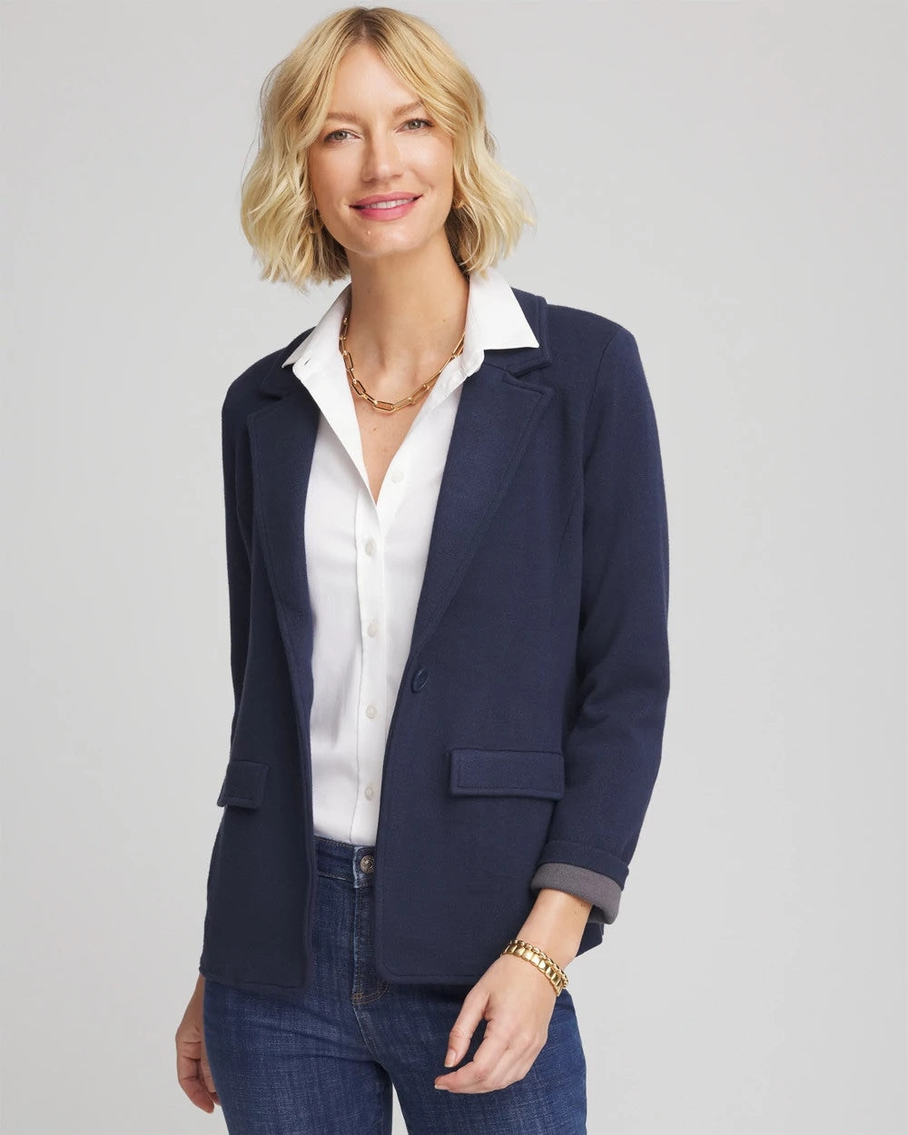 Single-Breasted Sweater Blazer