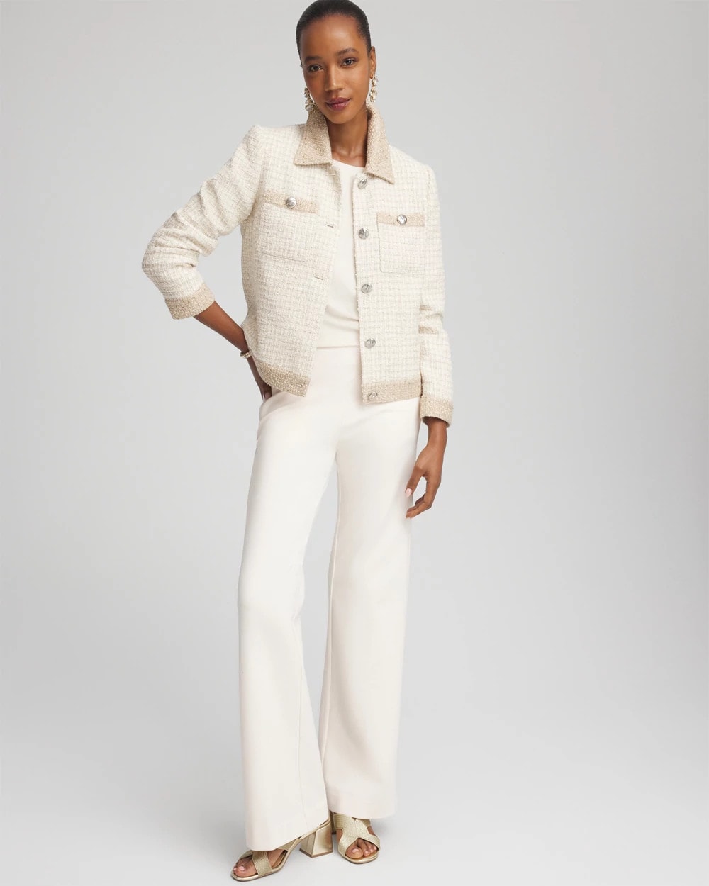 Tonal Neutral Tweed Jacket