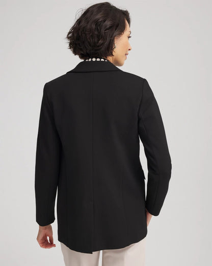 Ponte Double-Breasted Knit Blazer
