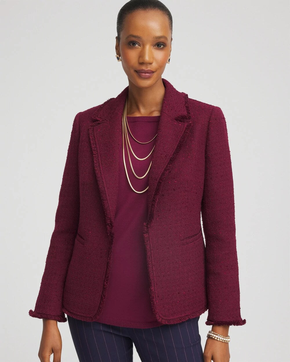 Tweed Fringe Blazer