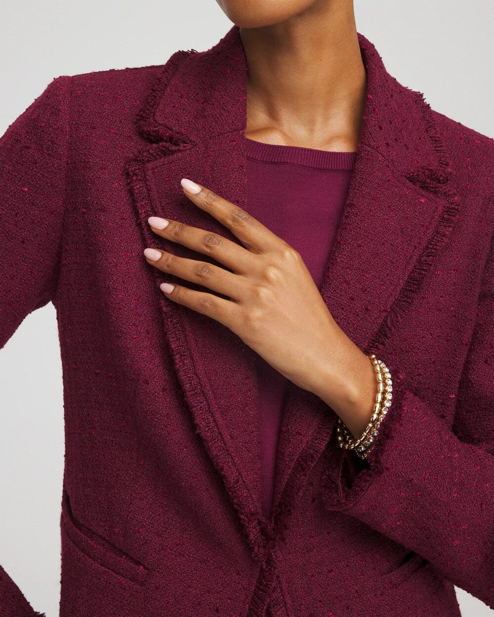 Tweed Fringe Blazer