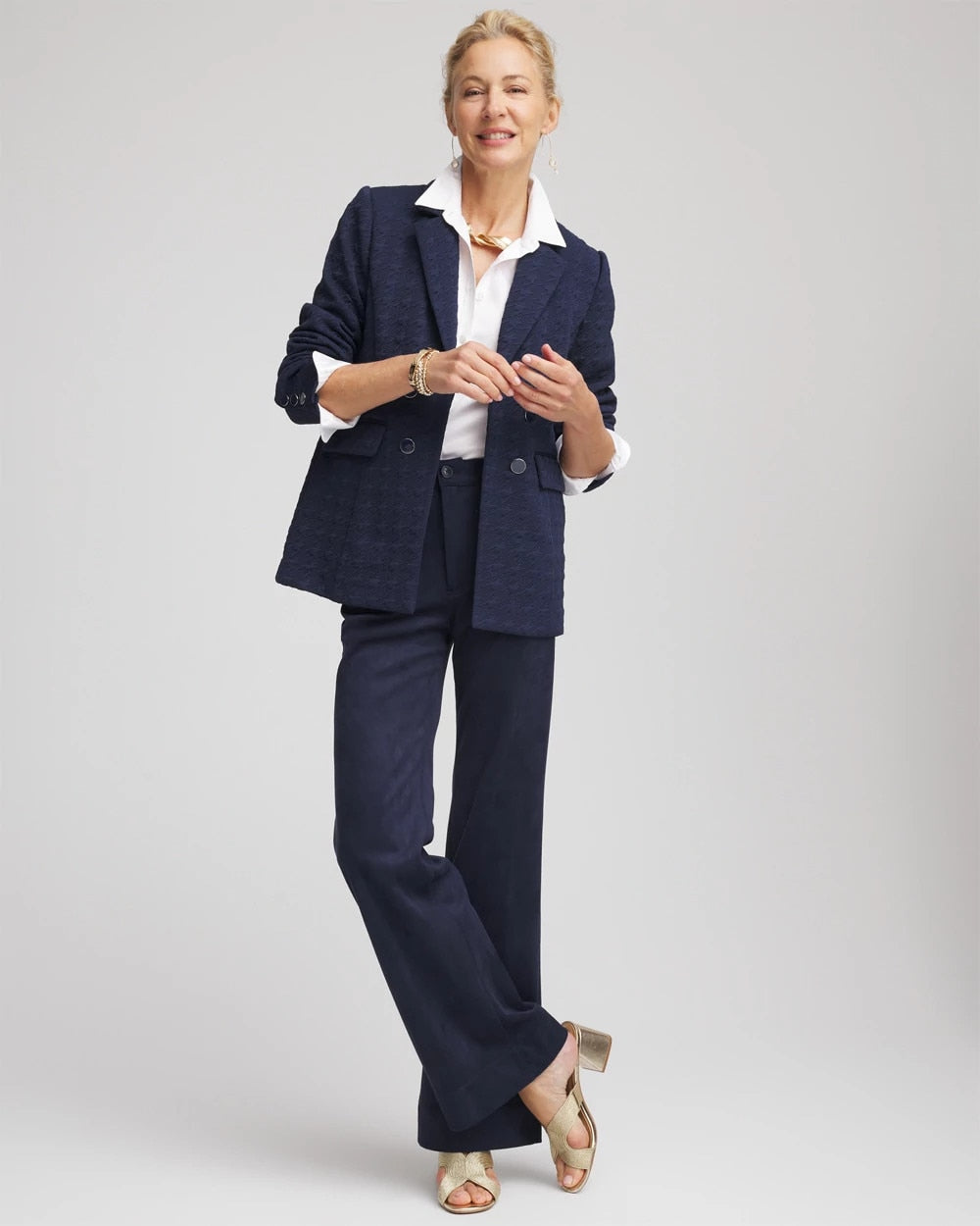 Textured Single-Breasted Knit Blazer