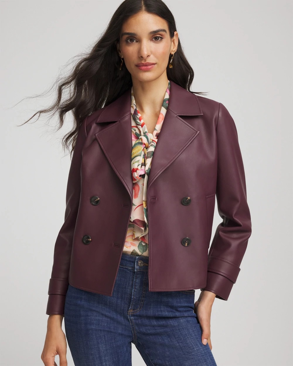 Faux Leather Trench Coat