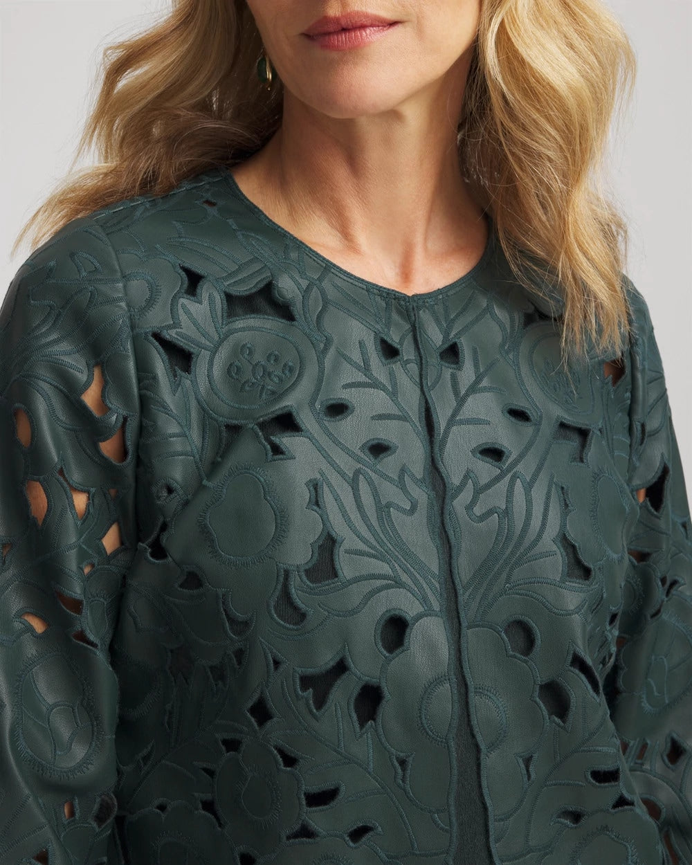 Travelers™ Collection Faux Leather Floral Jacket