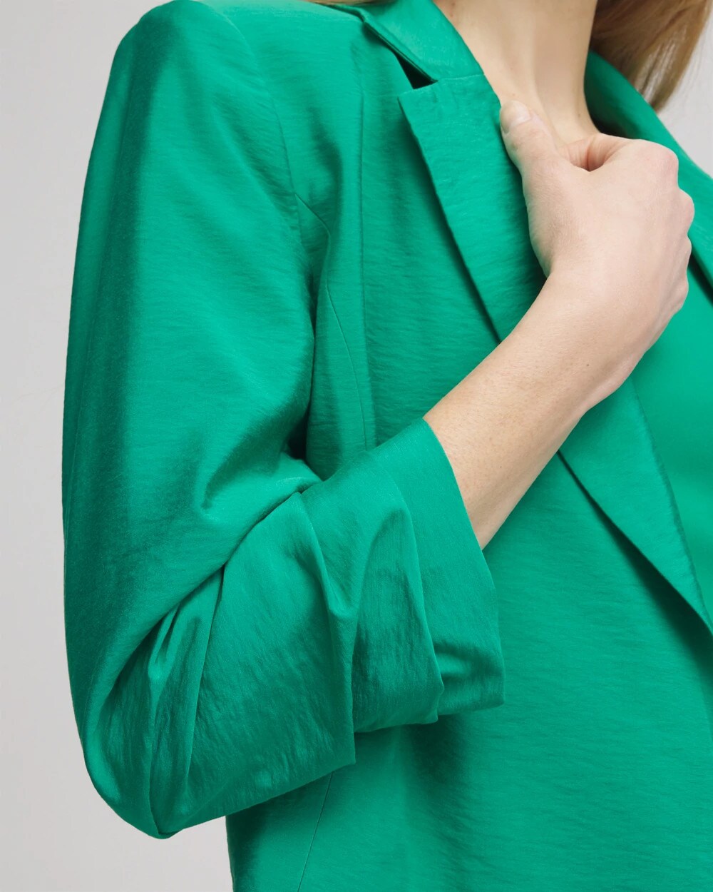 Cropped Ruched Sleeve Blazer