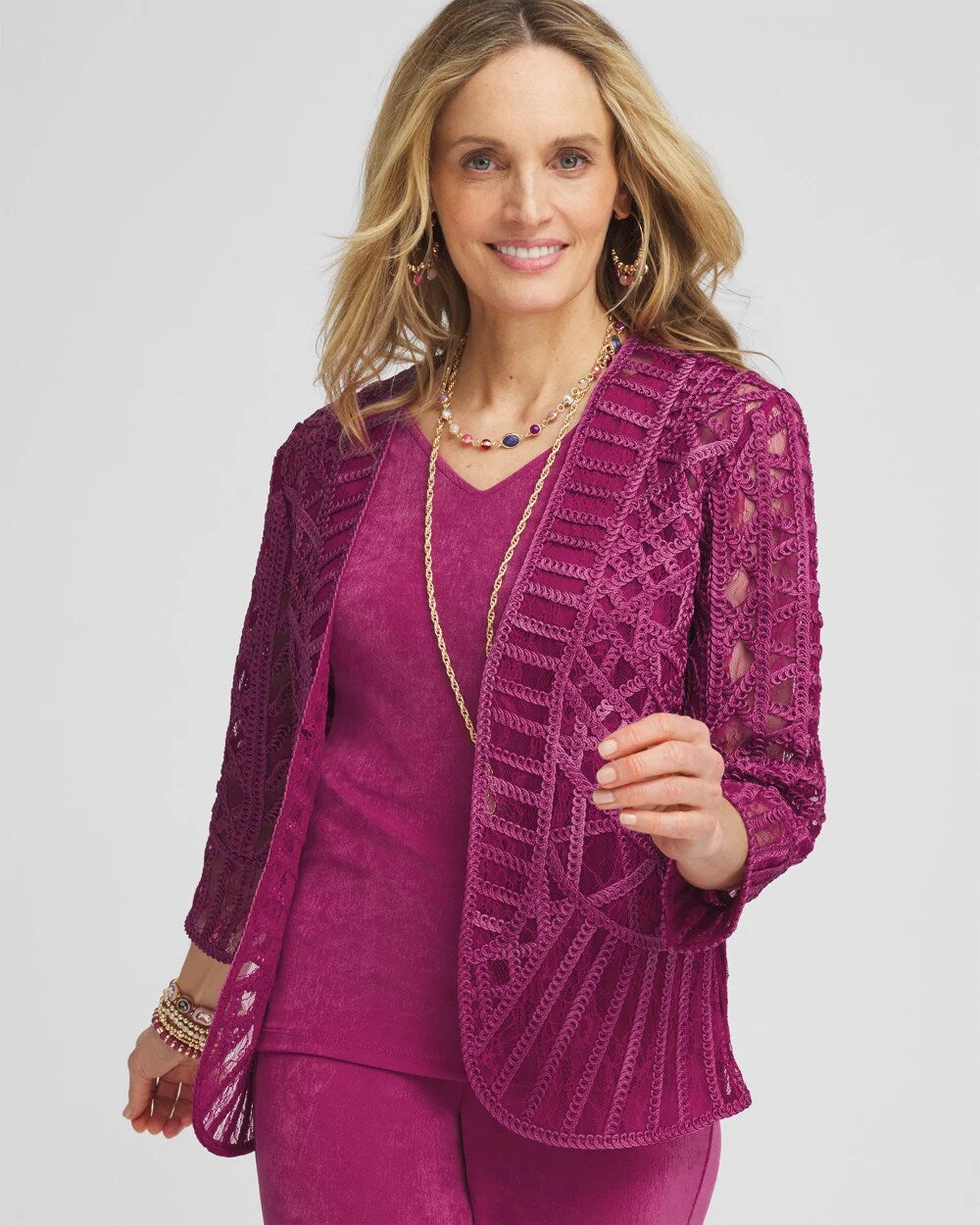 Travelers™ Collection Embroidered Lace Cutwork Jacket