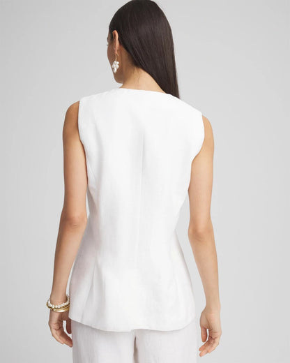 Linen Button-Front Shirt Vest