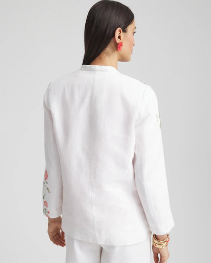 Floral Linen Non-Stretch Blazer