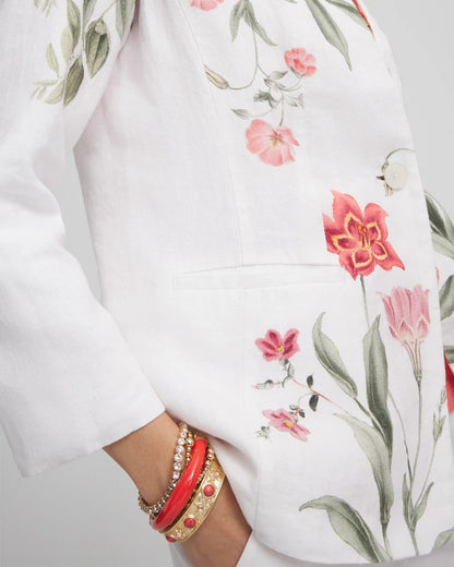 Floral Linen Non-Stretch Blazer