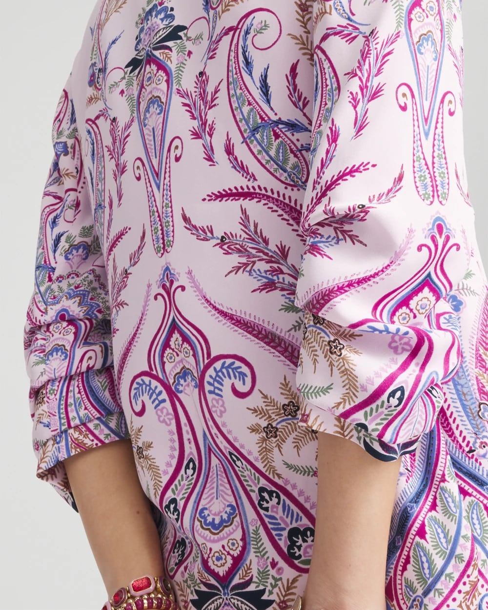Ruched Sleeve Paisley Blazer