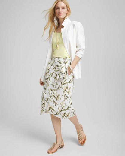 Linen Midi Wrap Skirt