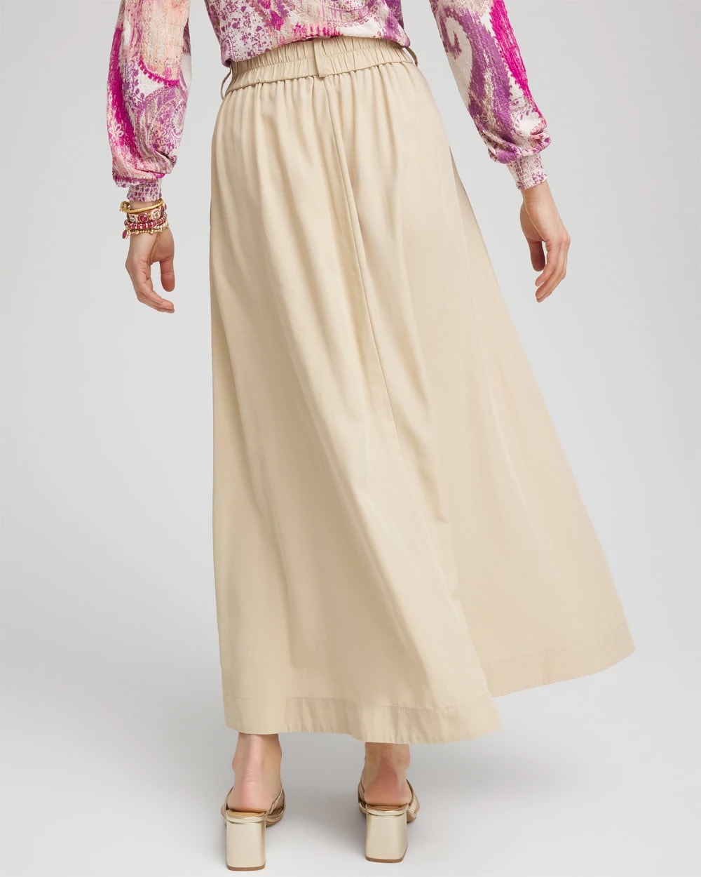Pleated A-Line Midi Skirt