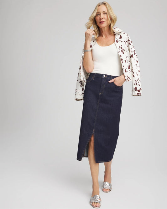 High-Rise Straight Stretch-Denim Skirt