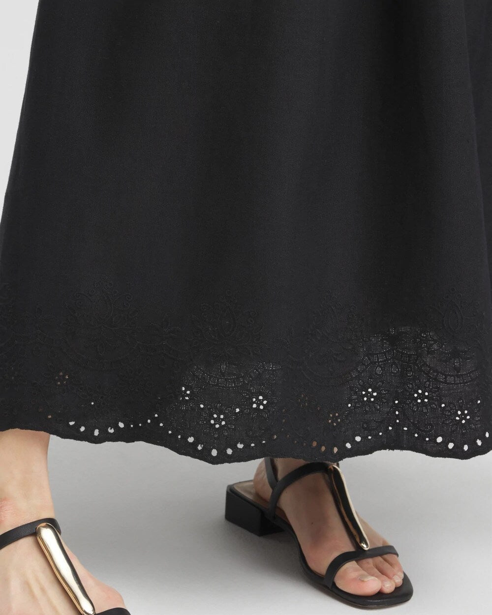 Linen Embroidered Scallop Hem Skirt