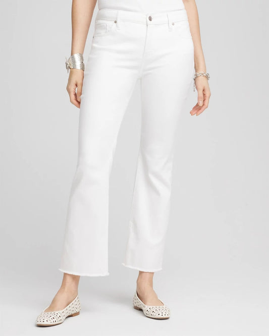 Petite No Stain Girlfriend Fray Hem Kick Flare Jeans
