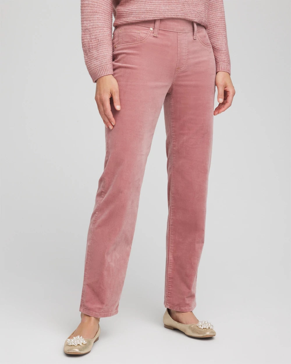 Velveteen Pull-On Flared Jeans