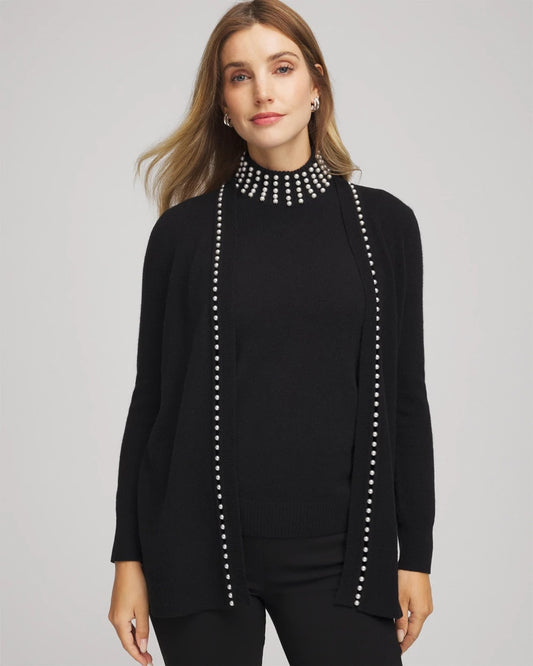 Cashmere Pearl-Trim Cardigan