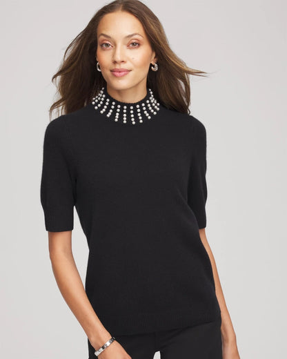 Cashmere Pearl Mockneck Sweater