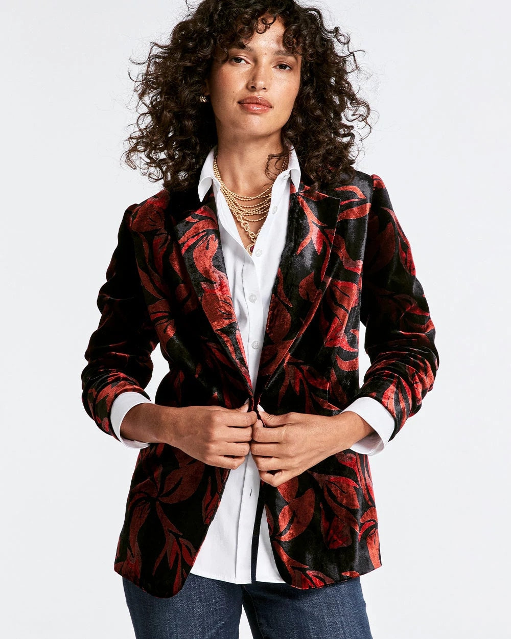 Velvet Printed Blazer
