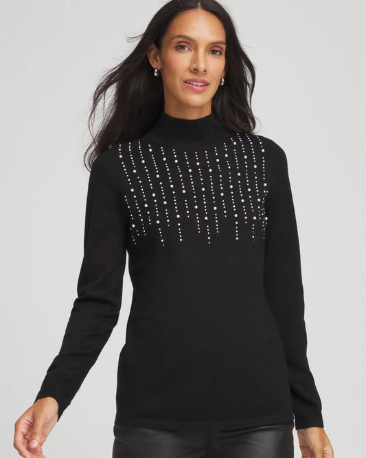 Ella Embellished Mockneck Sweater