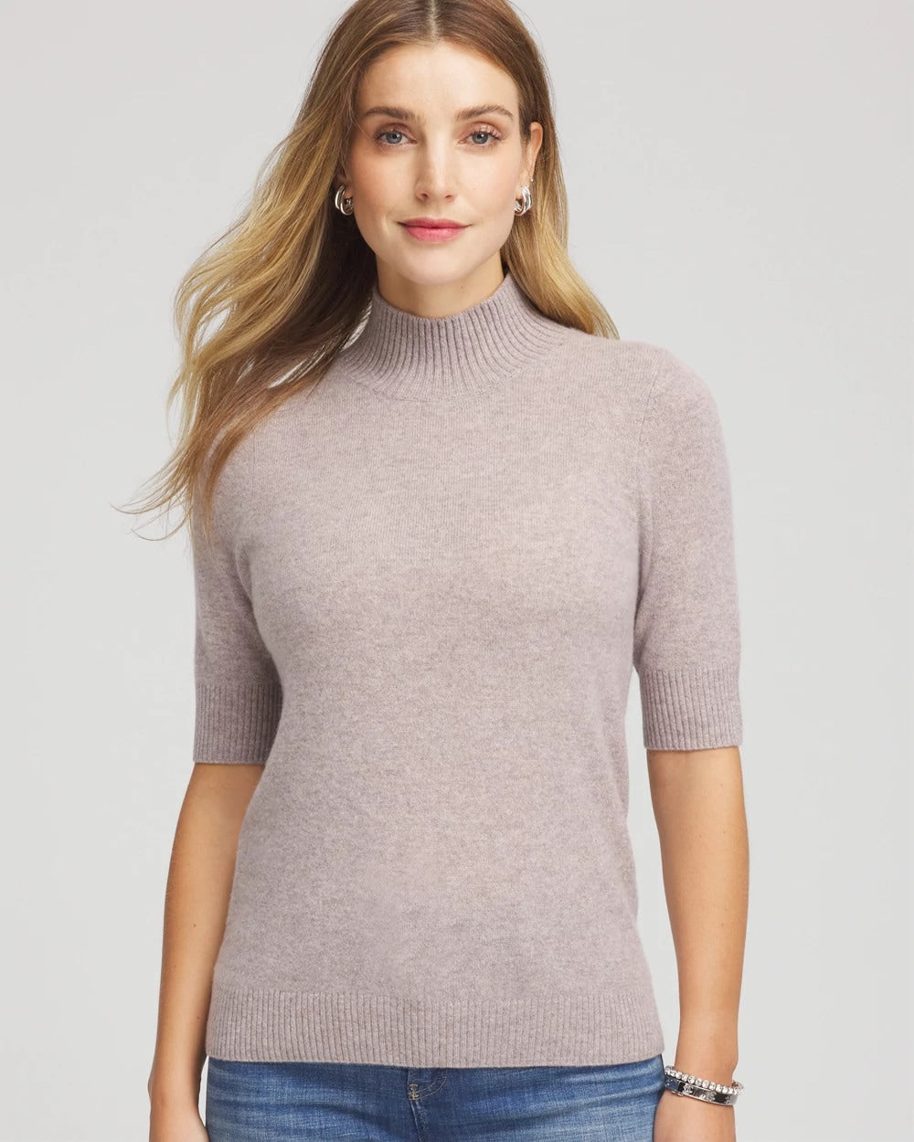 Cashmere Elbow-Sleeve Sweater
