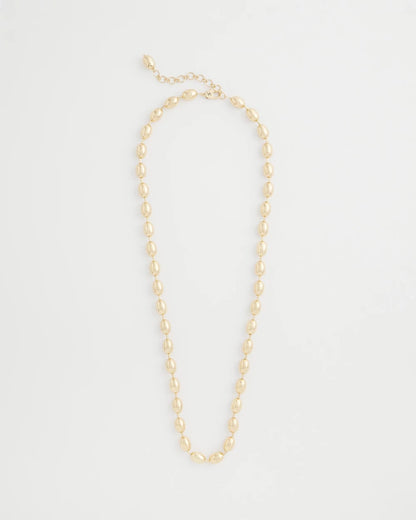 Gold Bead Long Single-Strand Necklace